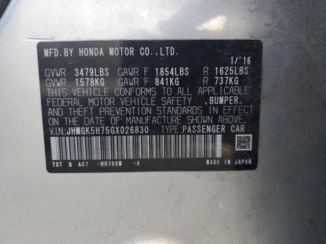 2016 HONDA FIT EX JHMGK5H75GX026830