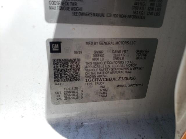 2020 CHEVROLET SILVERADO 1GCRWCEDXLZ138826