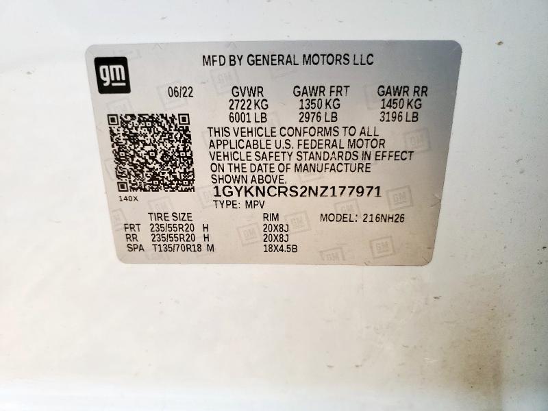 2022 CADILLAC XT5 PREMIUM LUXURY 1GYKNCRS2NZ177971
