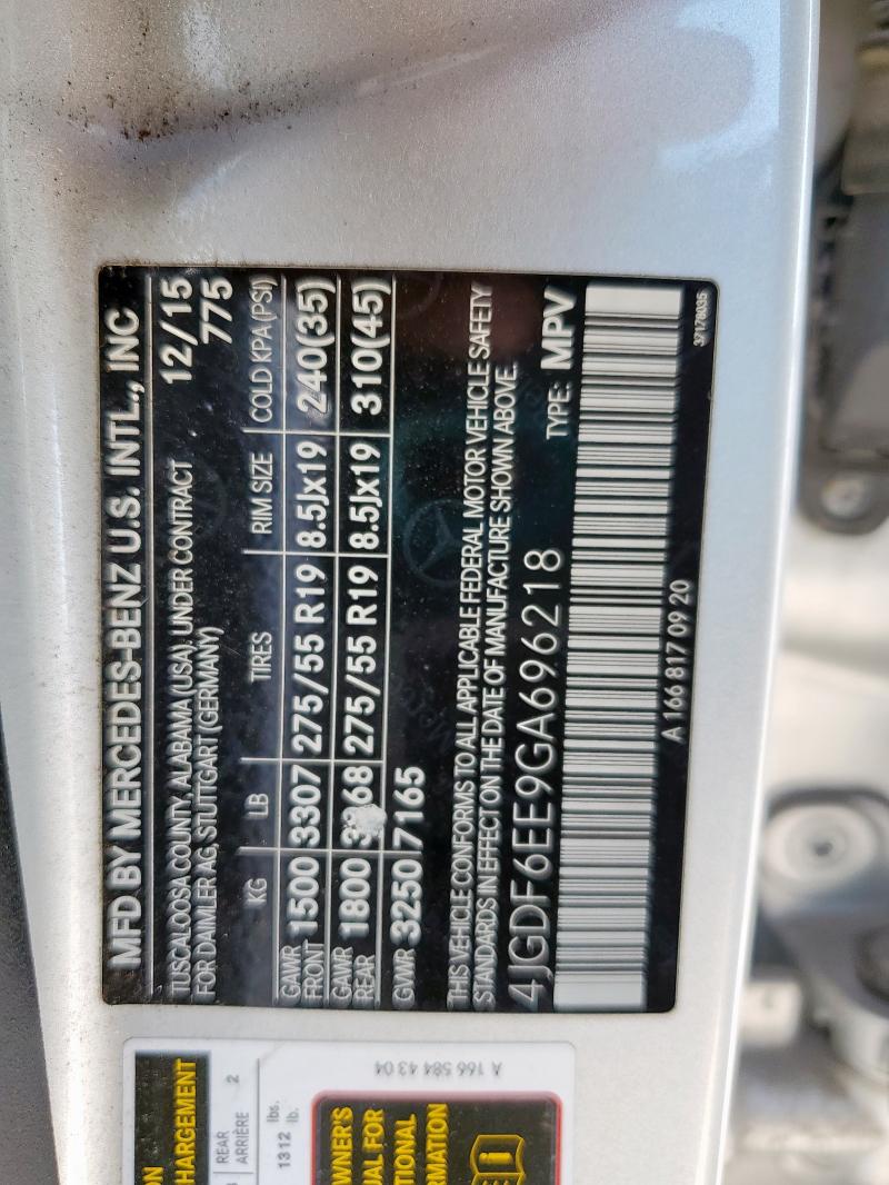 2016 MERCEDES-BENZ GL 450 4MA 4JGDF6EE9GA696218