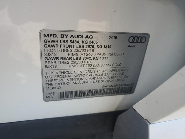 2019 AUDI Q5 PREMIUM WA1ANAFY3K2096152