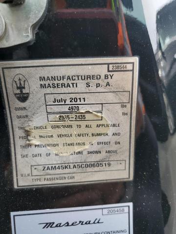 2012 MASERATI GRANTURISM - ZAM45KLA5C0060519