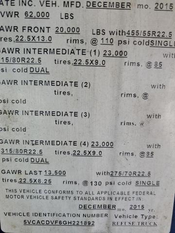 2016 AUTOCAR LLC XPEDITOR #3287715005