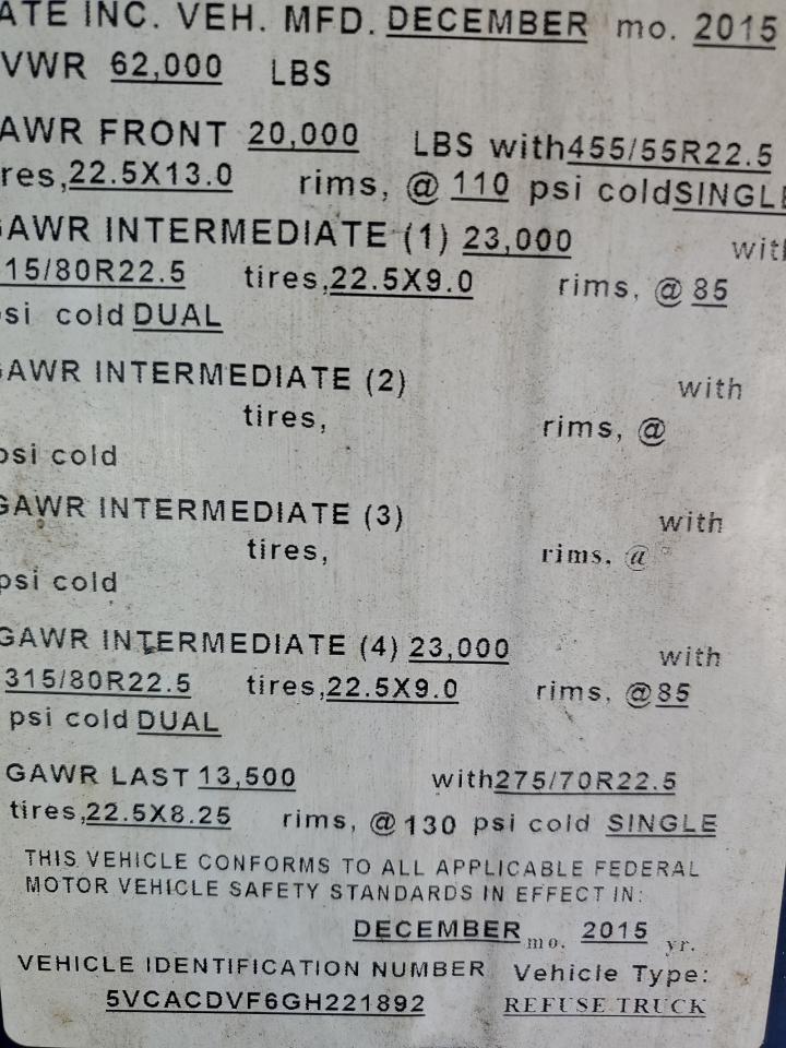 Lot #3287715005 2016 AUTOCAR LLC XPEDITOR