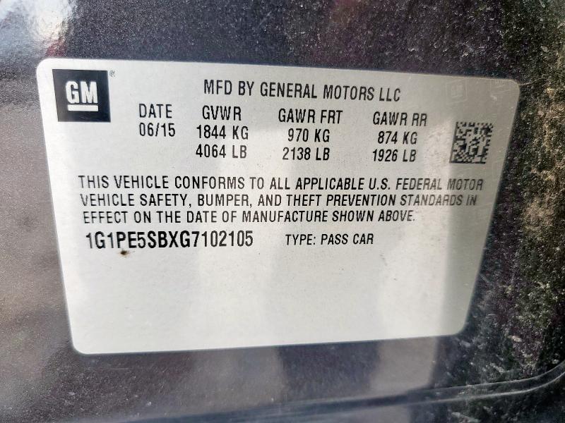 2016 CHEVROLET CRUZE LIMI 1G1PE5SBXG7102105