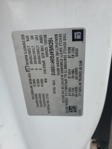 2017 CHEVROLET EXPRESS G2 1GCWGAFG6H1193812