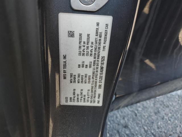 2022 TESLA MODEL 3 5YJ3E1EA0NF187626