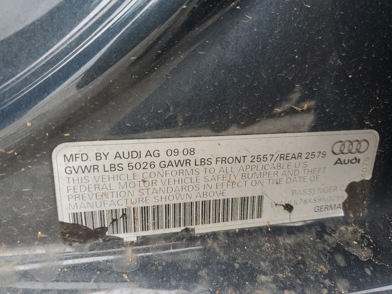 Lot #3297117501 2009 AUDI A4 3.2 QUATTRO