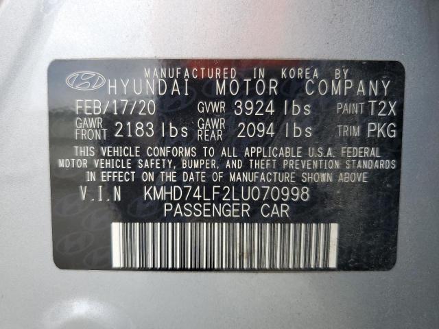 2020 HYUNDAI ELANTRA SE KMHD74LF2LU070998