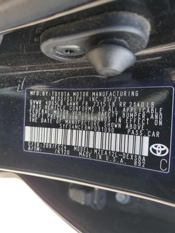 2021 TOYOTA COROLLA SE 5YFS4MCE8MP091090