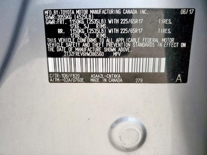 2017 TOYOTA RAV4 LE 2T3ZFREV6HW386560