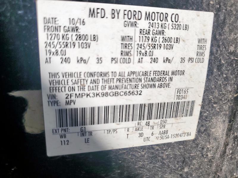 2016 FORD EDGE TITANIUM 2FMPK3K98GBC65632