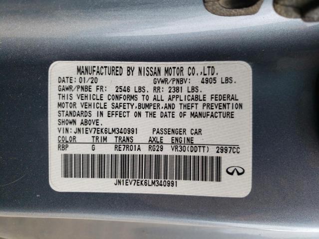 2020 INFINITI Q60 PURE JN1EV7EK6LM340991