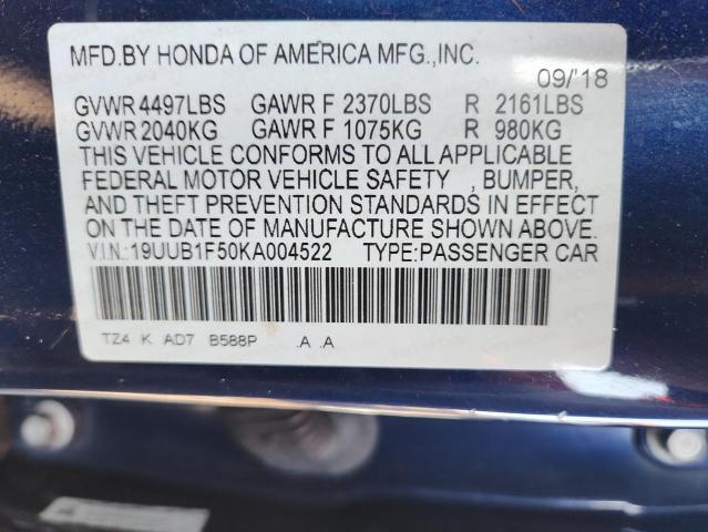 2019 ACURA TLX TECHNO 19UUB1F50KA004522