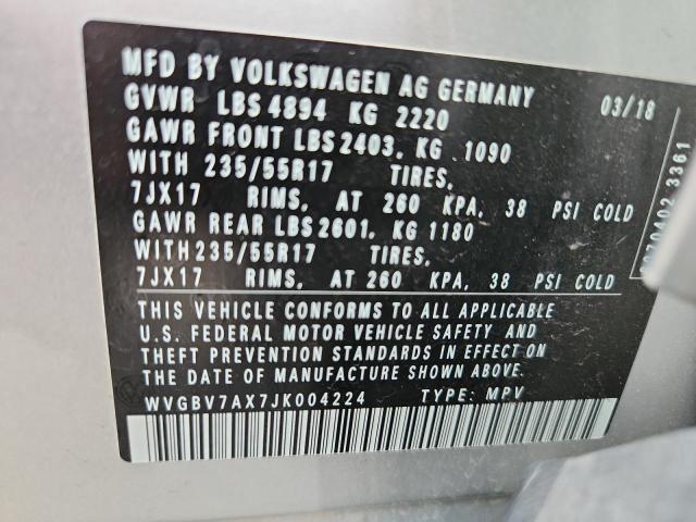 2018 VOLKSWAGEN TIGUAN LIM WVGBV7AX7JK004224