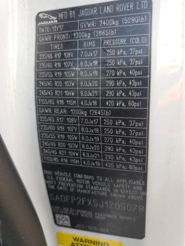 2018 JAGUAR E-PACE SE SADFP2FX5J1Z05078