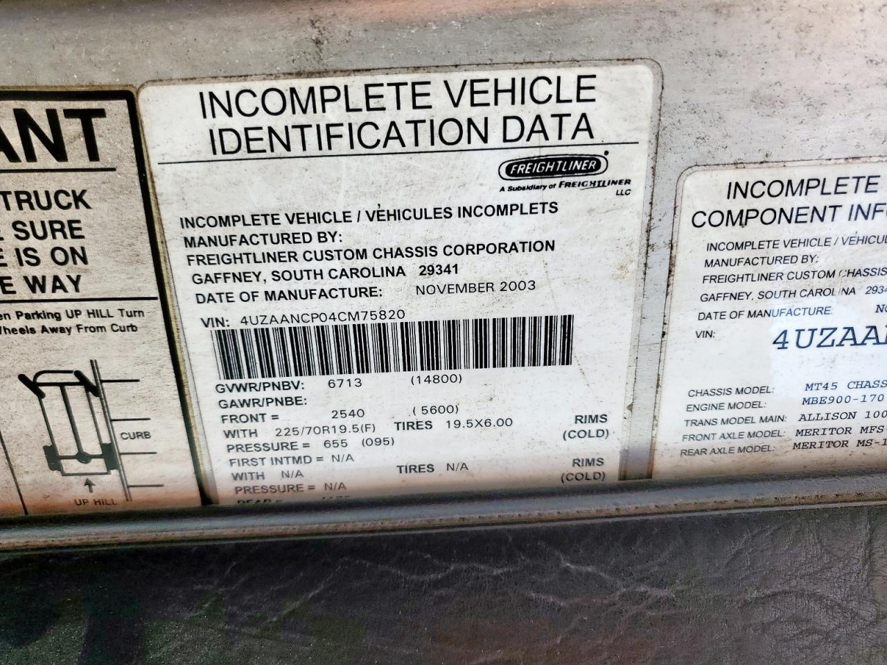 Lot #3316703417 2004 FREIGHTLINER CHASSIS M