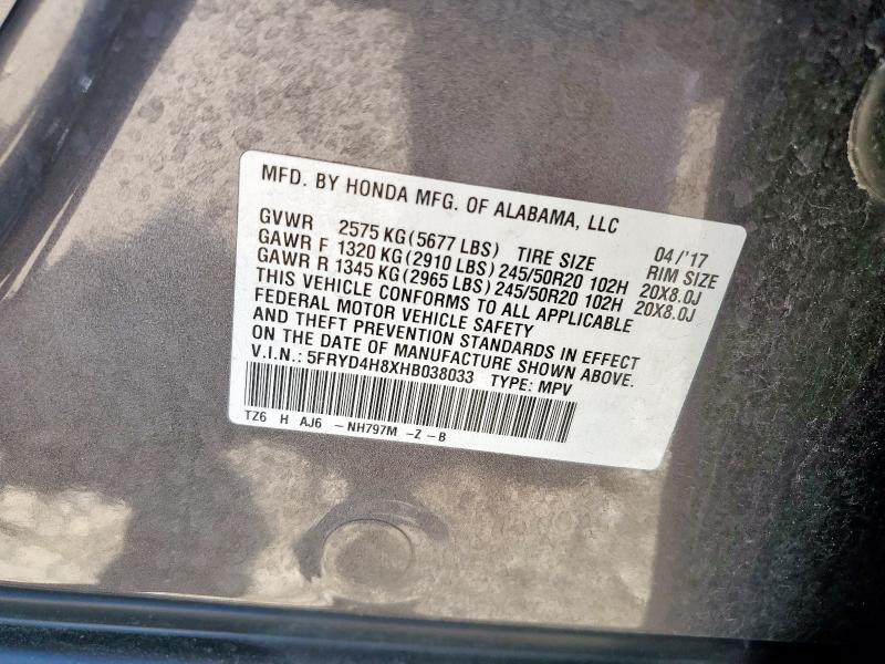 2017 ACURA MDX ADVANCE 5FRYD4H8XHB038033