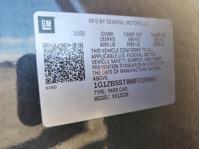 2021 CHEVROLET MALIBU LS 1G1ZB5ST8MF019560