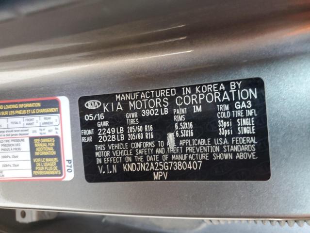 2016 KIA SOUL KNDJN2A25G7380407