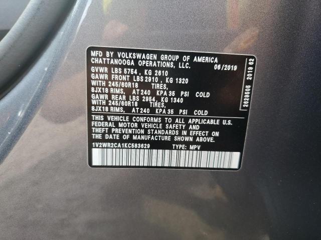2019 VOLKSWAGEN ATLAS SE 1V2WR2CA1KC583629