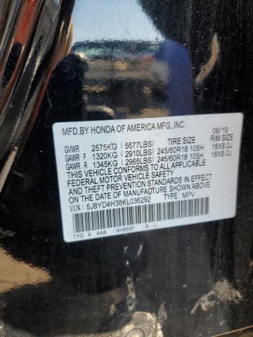2019 ACURA MDX 5J8YD4H38KL036292