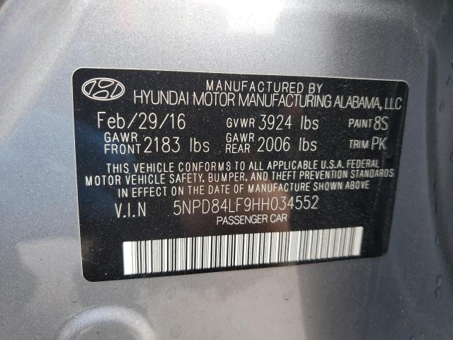 2017 HYUNDAI ELANTRA SE 5NPD84LF9HH034552