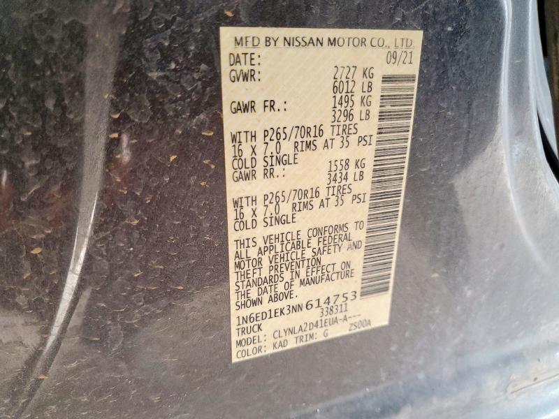 2022 NISSAN FRONTIER S 1N6ED1EK3NN614753