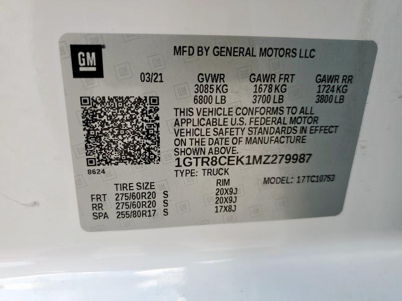 2021 GMC SIERRA C1500 ELEVATION 1GTR8CEK1MZ279987
