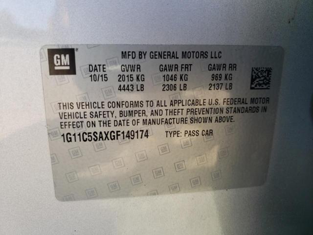 2016 CHEVROLET MALIBU LIMITED LT 1G11C5SAXGF149174