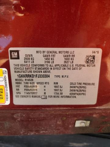 2015 GMC ACADIA SLT-1 1GKKRRKD1FJ330384