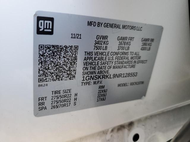 2022 CHEVROLET TAHOE K150 - 1GNSKRKL9NR128553