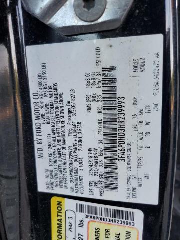 2017 FORD FUSION SE - 3FA6P0HD3HR239993