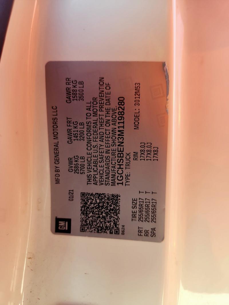 2021 CHEVROLET COLORADO 1GCHSBEN3M1198280