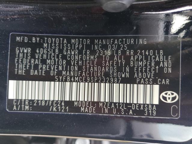 2025 TOYOTA COROLLA FX 5YFB4MCE9SP232987