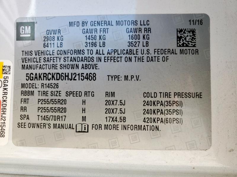 2017 BUICK ENCLAVE 5GAKRCKD6HJ215468