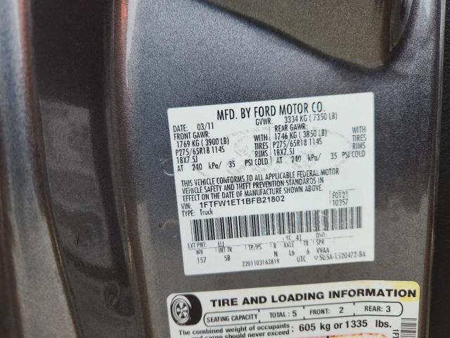 2011 FORD F150 SUPER - 1FTFW1ET1BFB21802