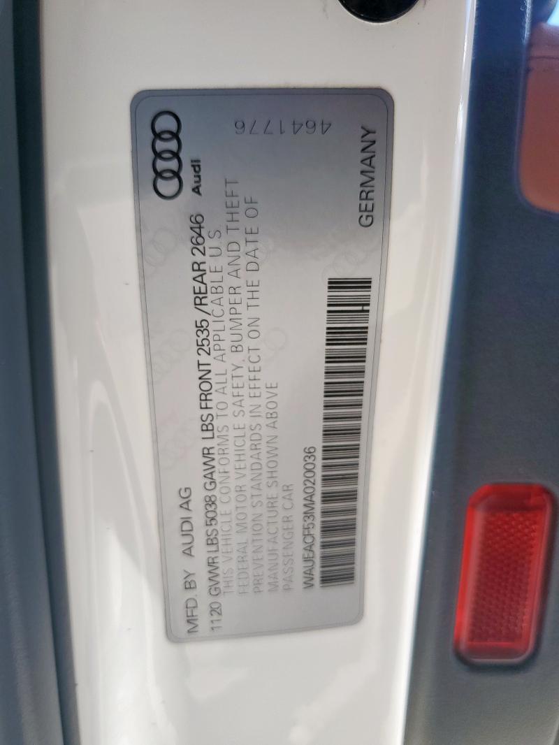 2021 AUDI A5 PRESTIG WAUEACF53MA020036