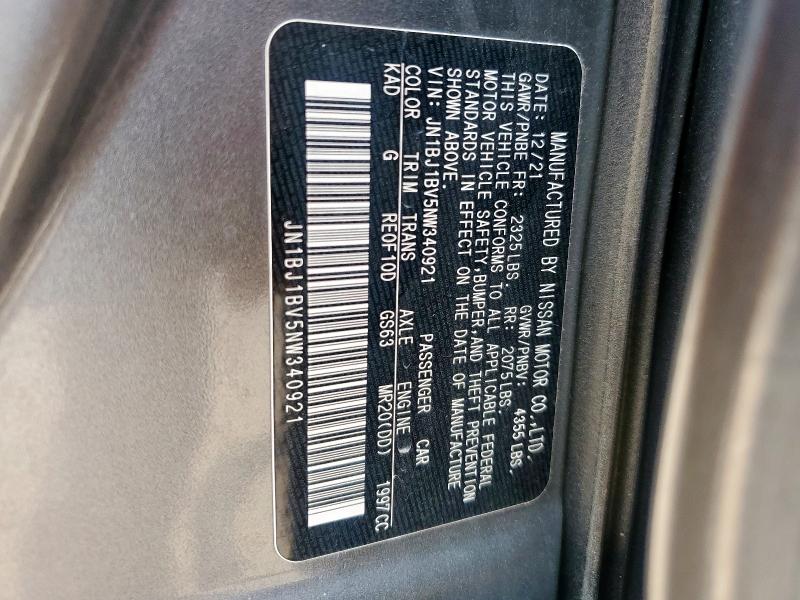 2022 NISSAN ROGUE SPOR JN1BJ1BV5NW340921