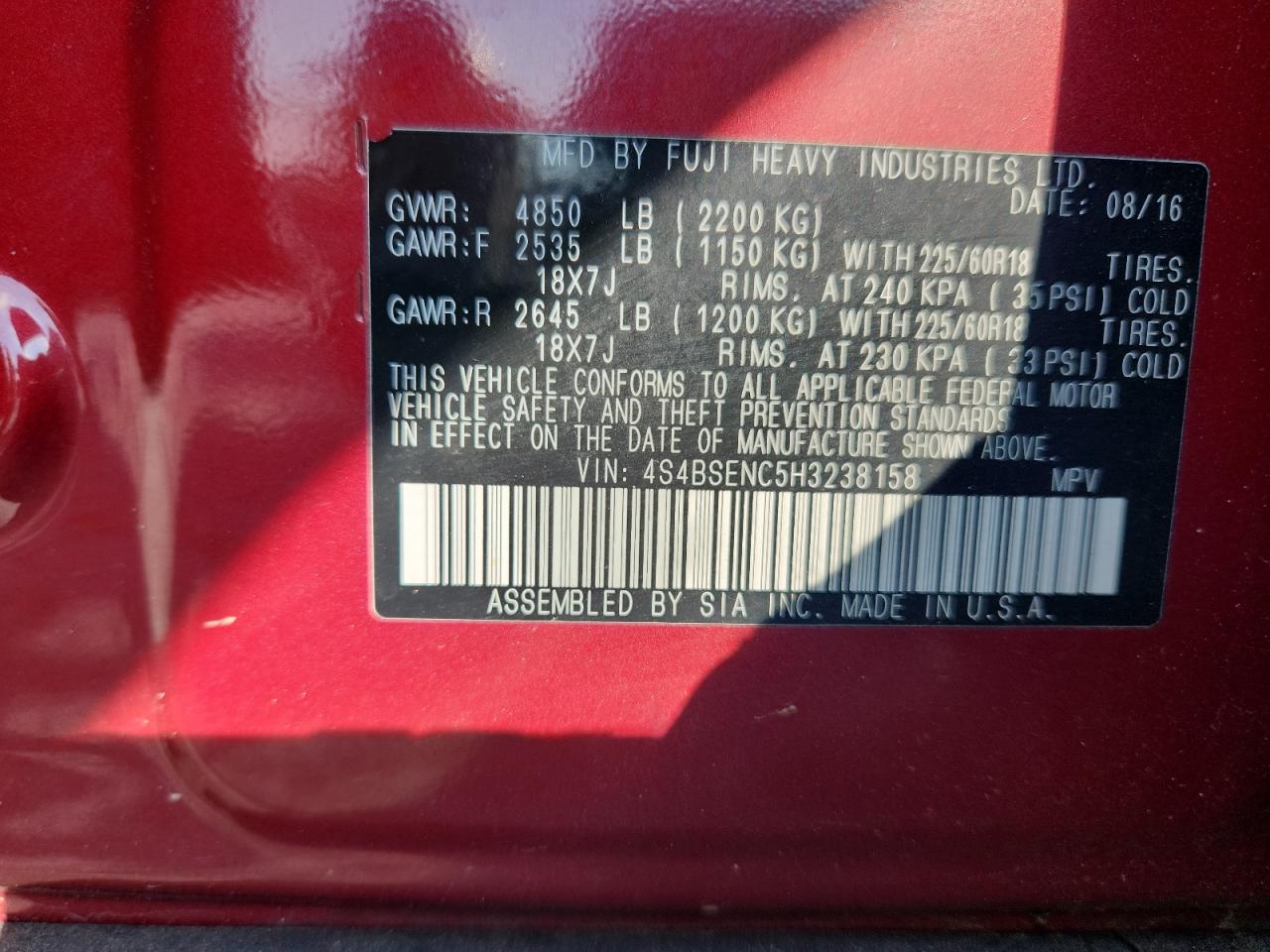 SUBARU OUTBACK 3.6R LIMITED