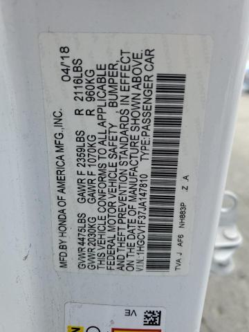 2018 HONDA ACCORD SPORT 1HGCV1F37JA147810