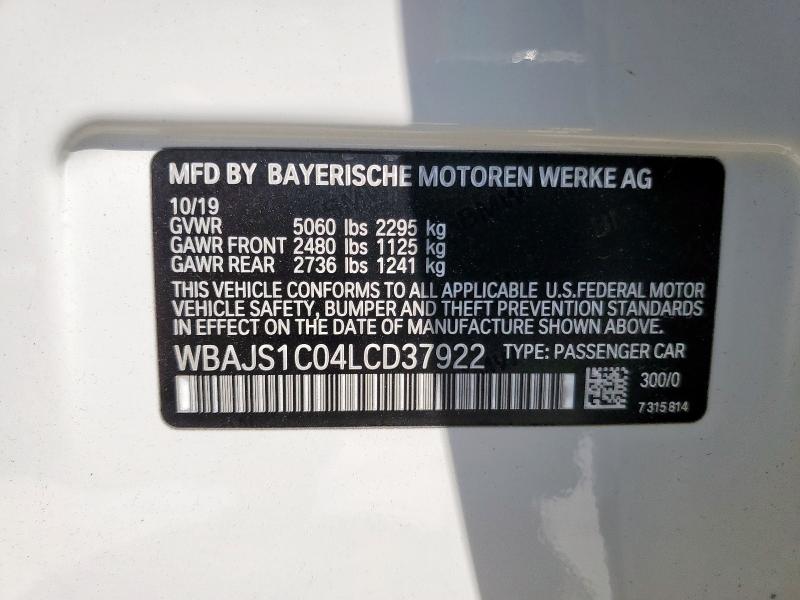 2020 BMW 540 I WBAJS1C04LCD37922