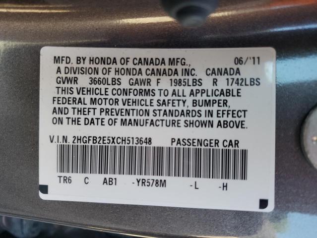 2012 HONDA CIVIC LX - 2HGFB2E5XCH513648