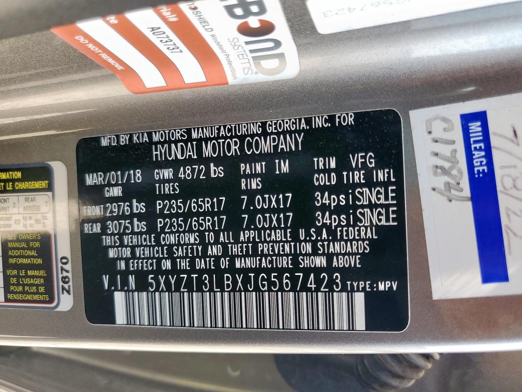 2018 HYUNDAI SANTA FE SPORT 5XYZT3LBXJG567423