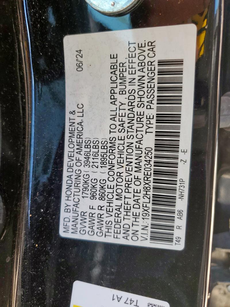 2024 HONDA CIVIC SPOR - 19XFL2H8XRE034250