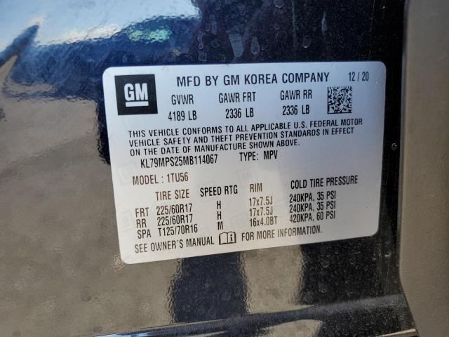 2021 CHEVROLET TRAILBLAZER LT KL79MPS25MB114067