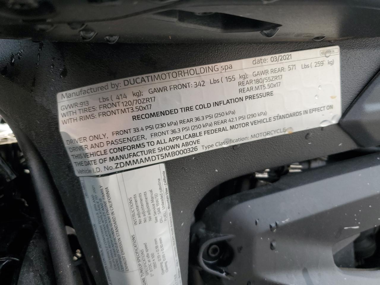 Lot #3291409136 2021 DUCATI MONSTER