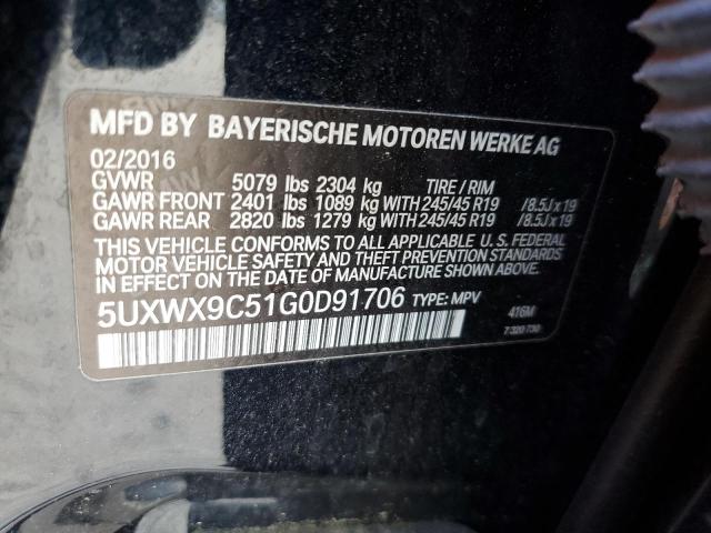 2016 BMW X3 XDRIVE2 5UXWX9C51G0D91706