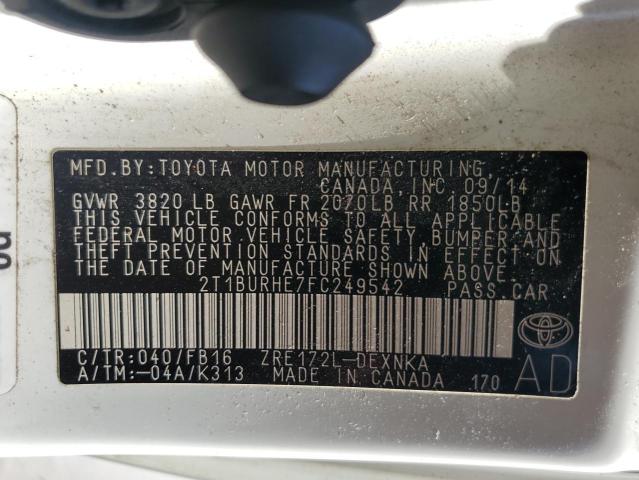 2015 TOYOTA COROLLA L - 2T1BURHE7FC249542
