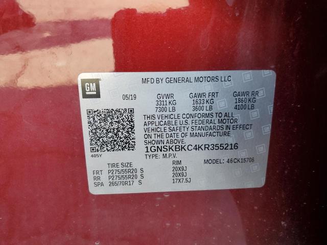 2019 CHEVROLET TAHOE K150 1GNSKBKC4KR355216
